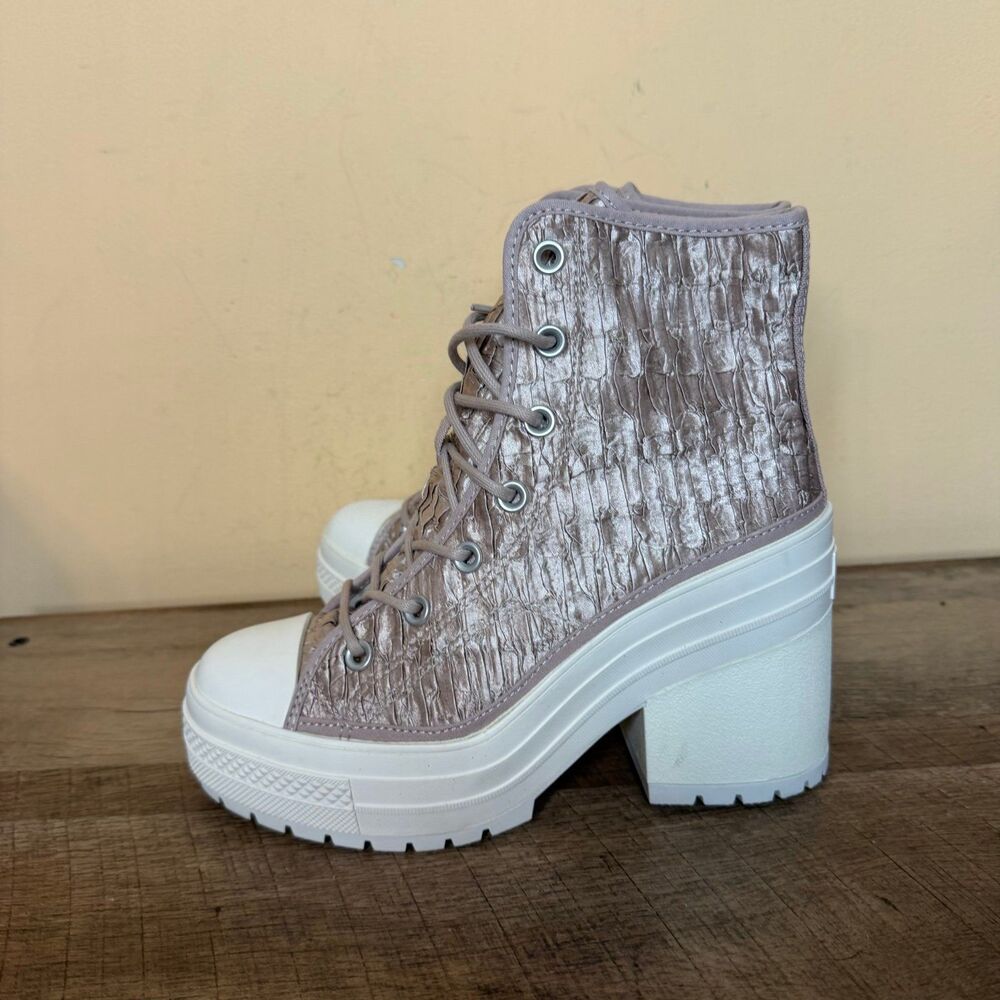 Converse Women Chuck 70 de Luxe Heel shoes wrinkled satin boots size 7.5 - Picture 3 of 9